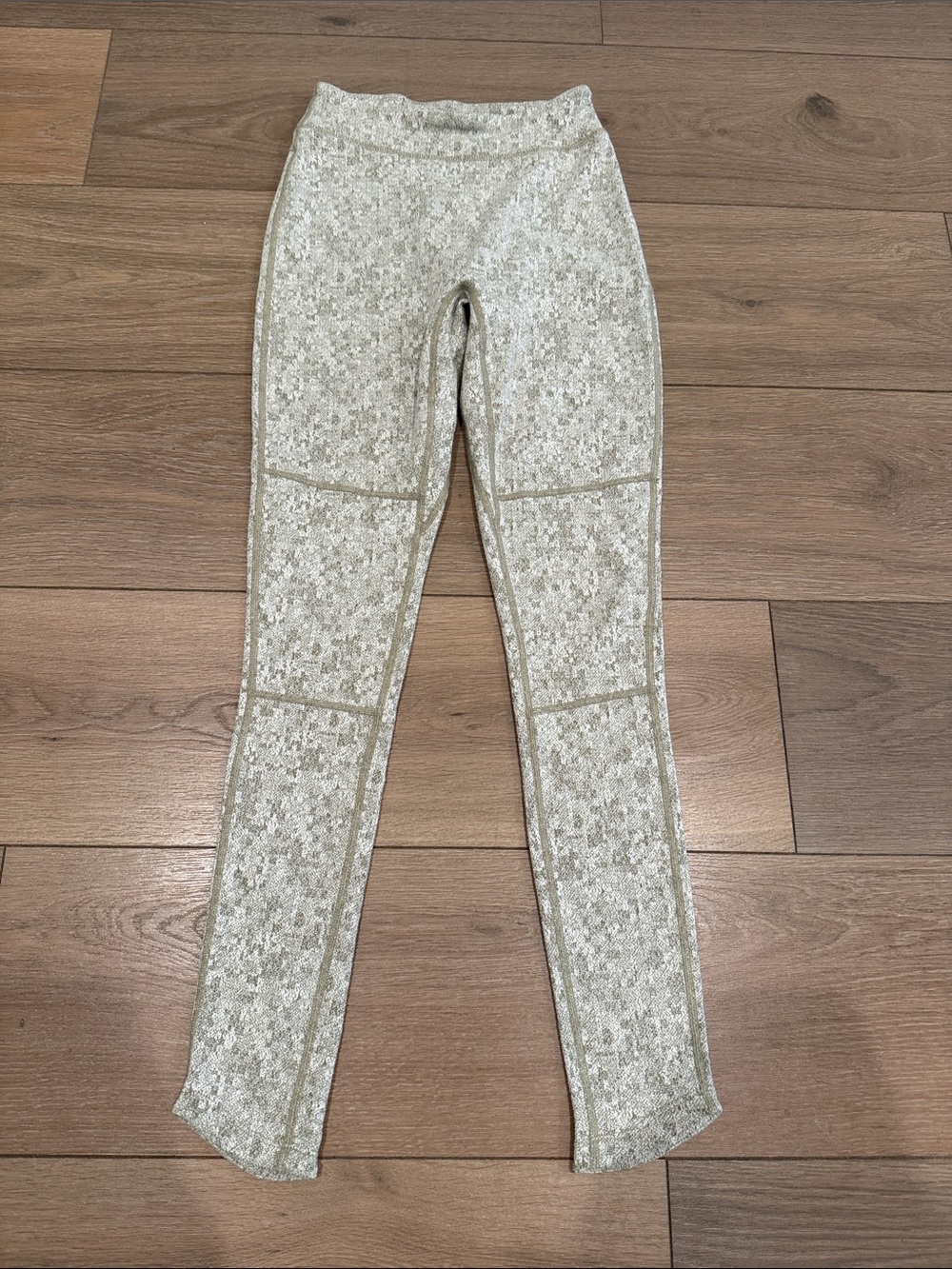 GYMSHARK Washed Khaki Marl Fleur Texture Legging Active Gym Workout Size XS